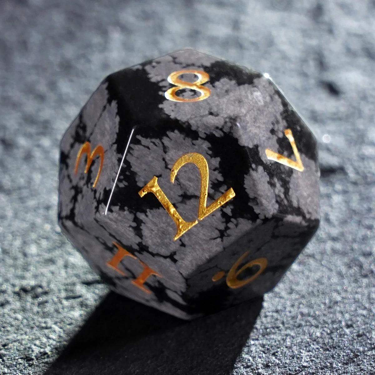 Snowfall Obsidian Gemstone Dice Set