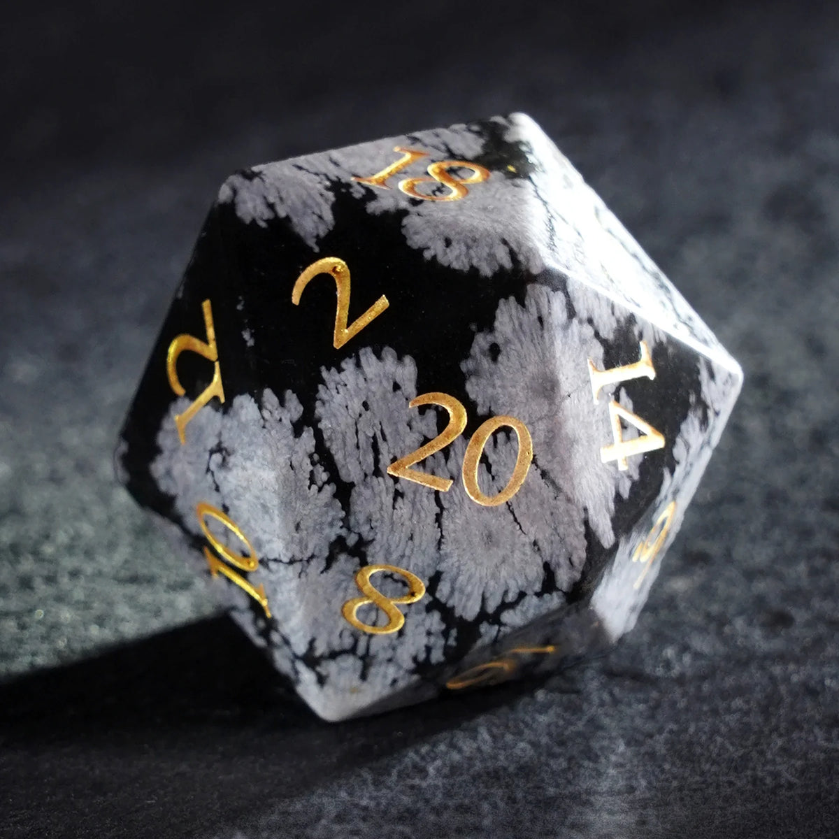 Snowfall Obsidian Gemstone Dice Set