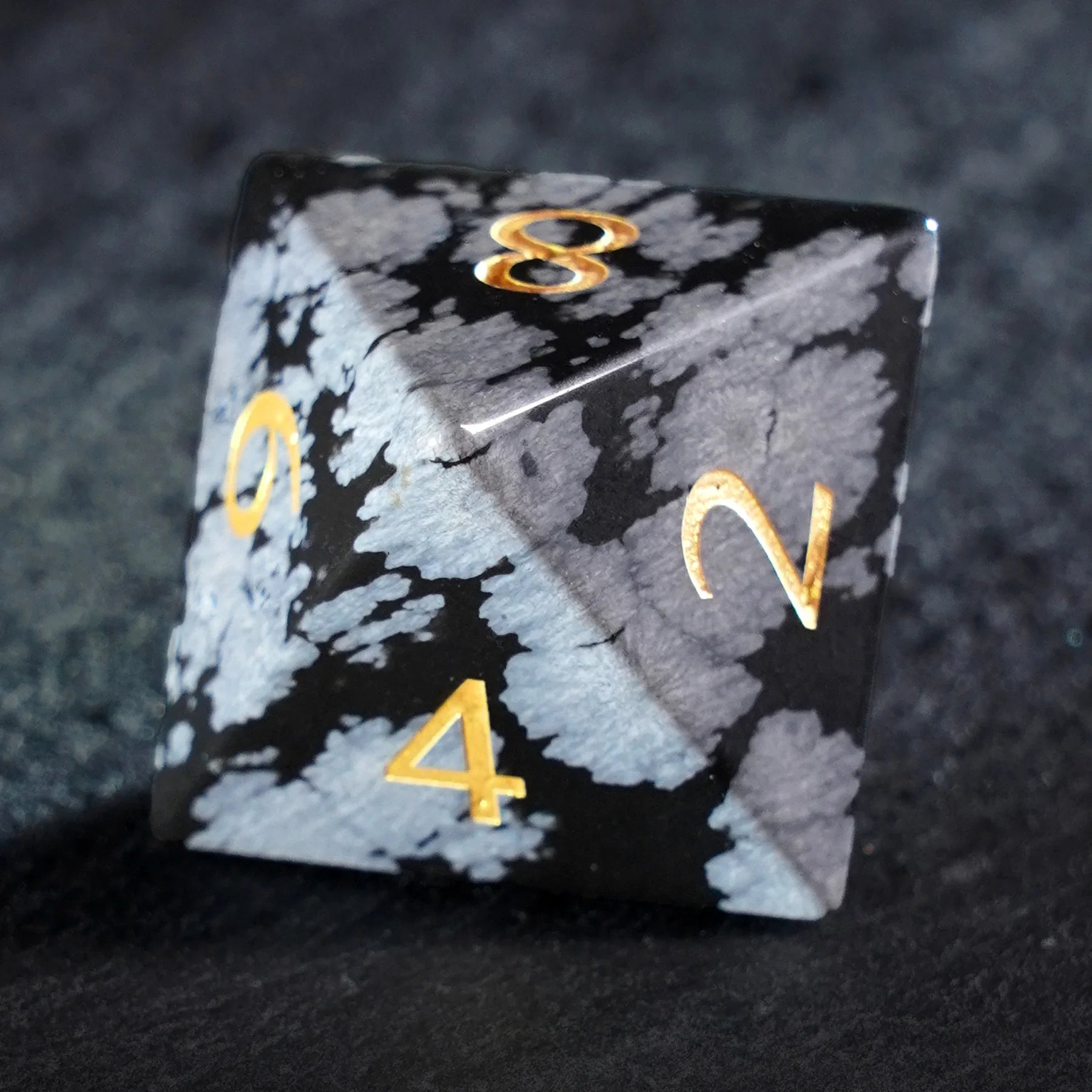 Snowfall Obsidian Gemstone Dice Set