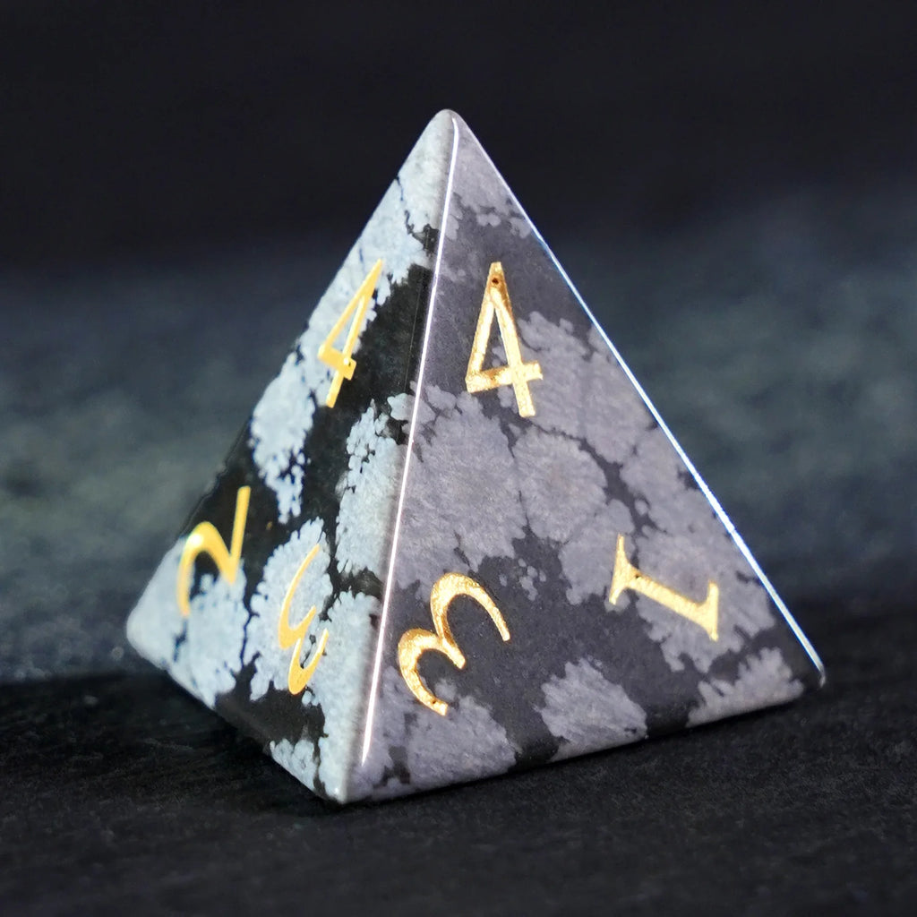 Snowfall Obsidian Gemstone Dice Set