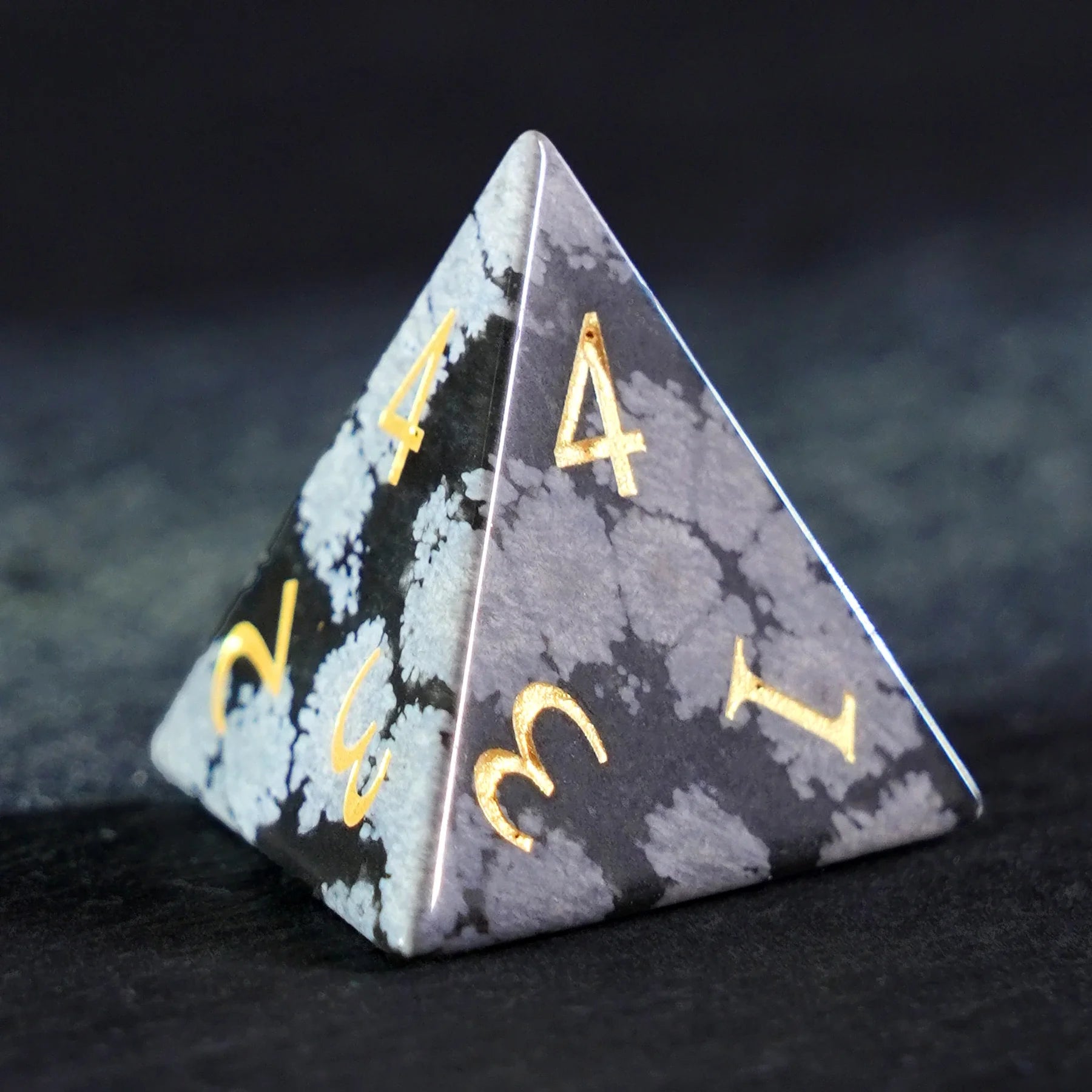 Snowfall Obsidian Gemstone Dice Set