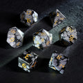 Snowfall Obsidian Gemstone Dice Set