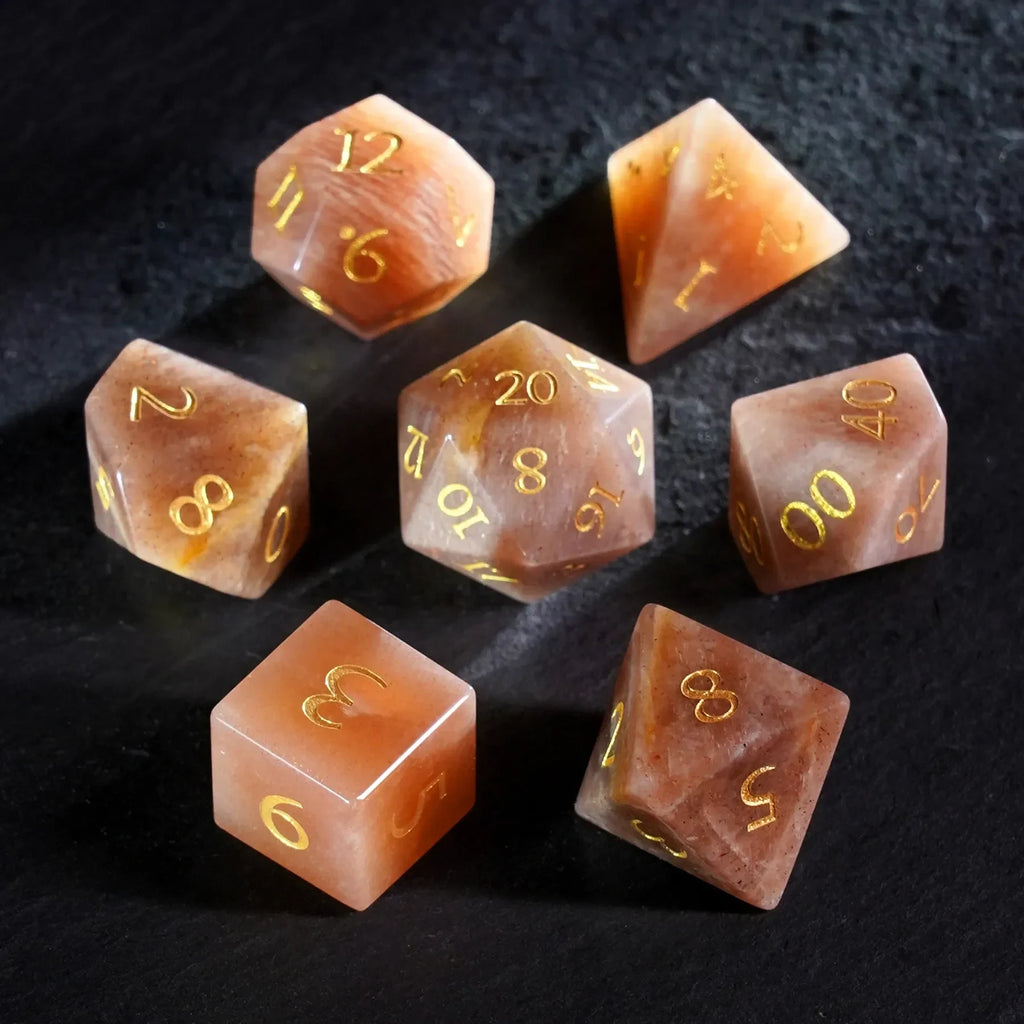 Moonblush Moonstone Dice Set