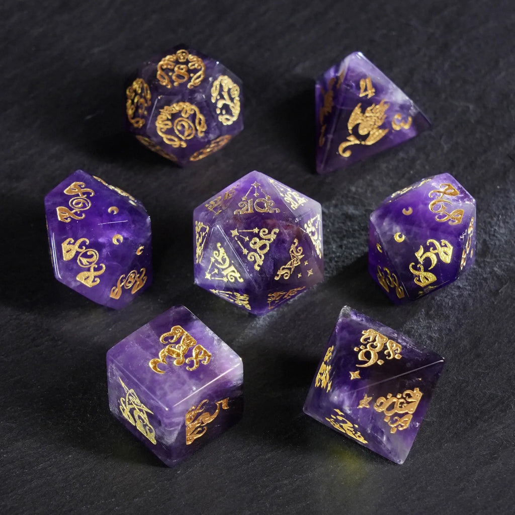 Elder Sigil Amethyst Dice Set