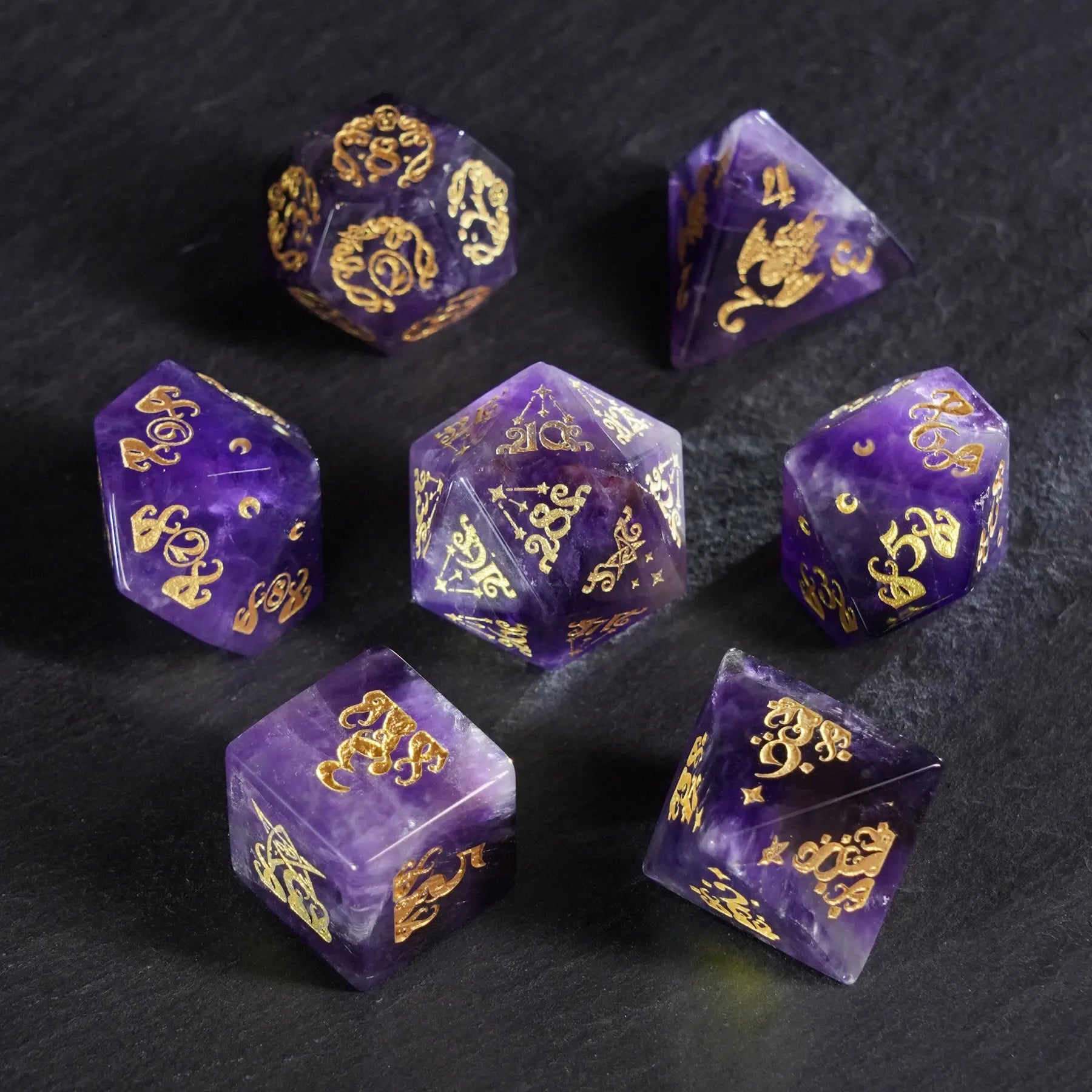Elder Sigil Amethyst Dice Set