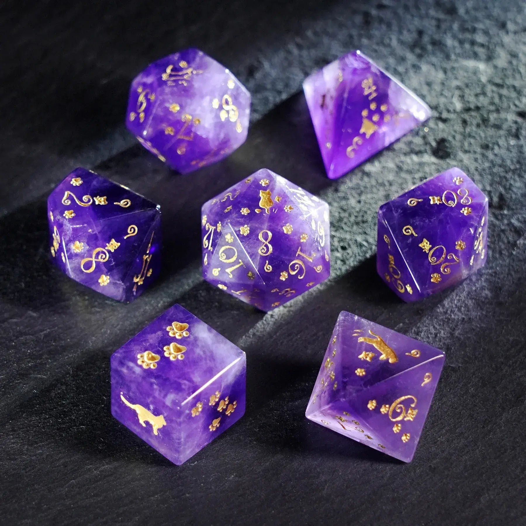 Whiskers & Wonders Amethyst Dice Set