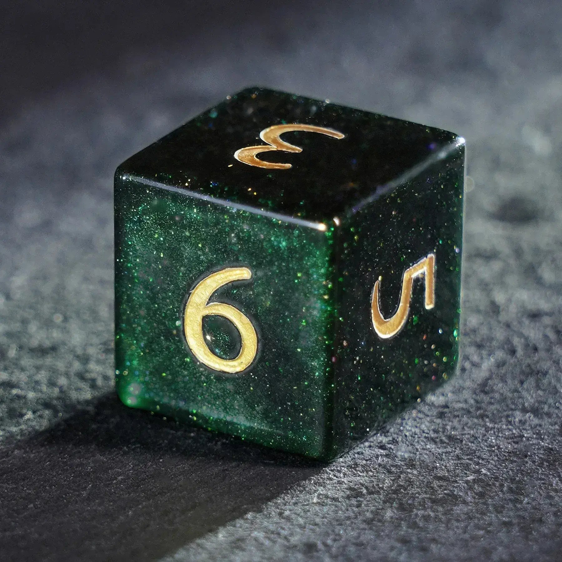 Emerald Stardust Green Sandstone Dice Set