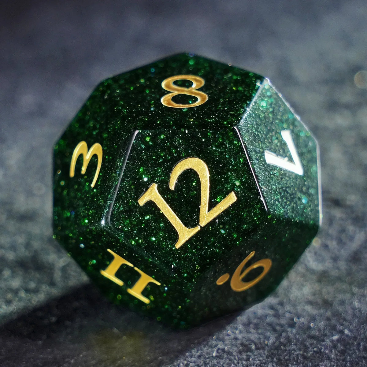 Emerald Stardust Green Sandstone Dice Set