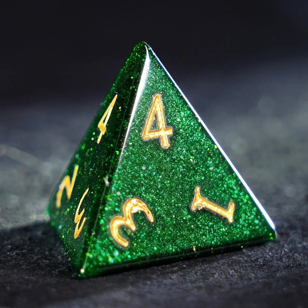 Emerald Stardust Green Sandstone Dice Set