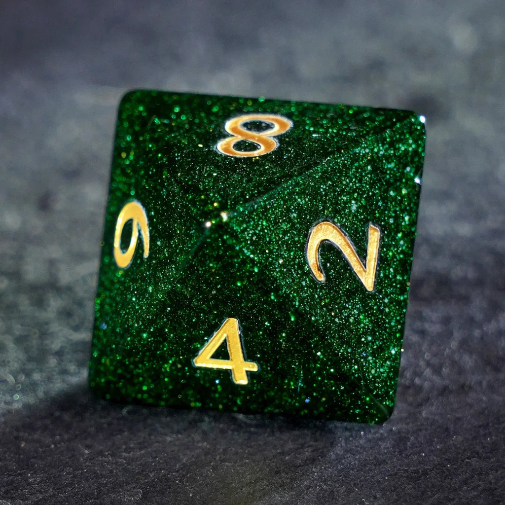Emerald Stardust Green Sandstone Dice Set
