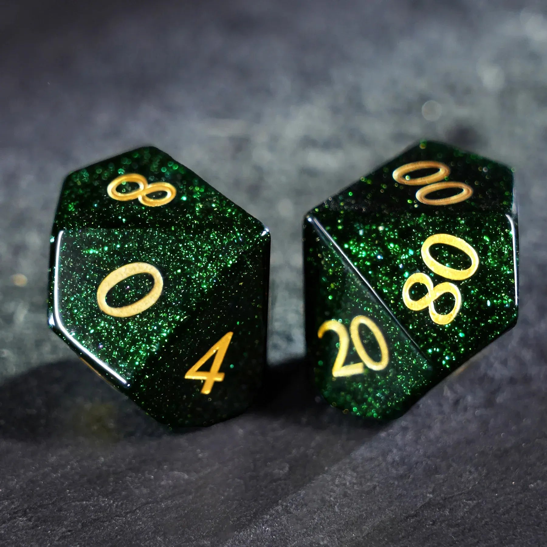 Emerald Stardust Green Sandstone Dice Set