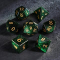 Emerald Stardust Green Sandstone Dice Set