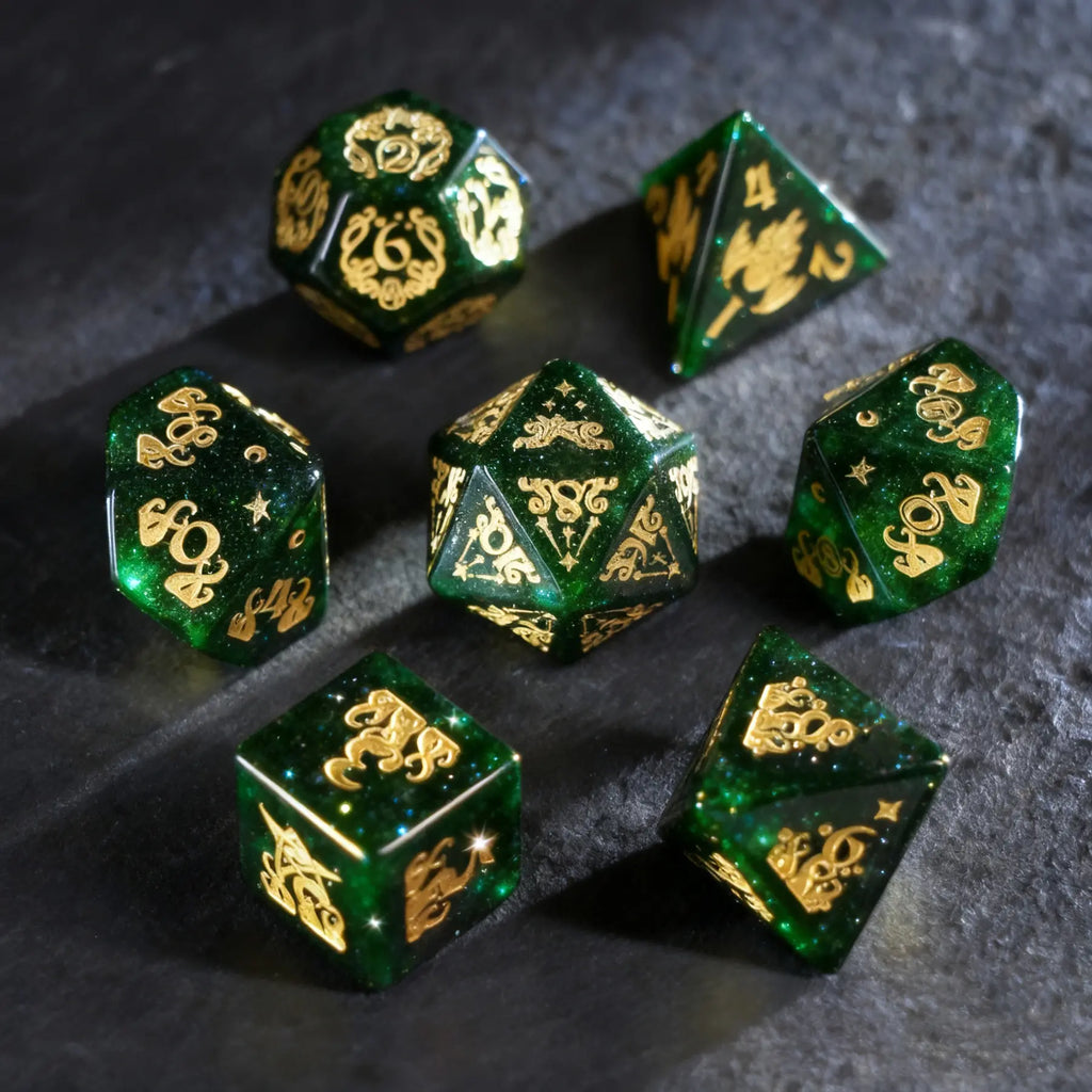 Whisper of the Abyss Green Sandstone Dice Set