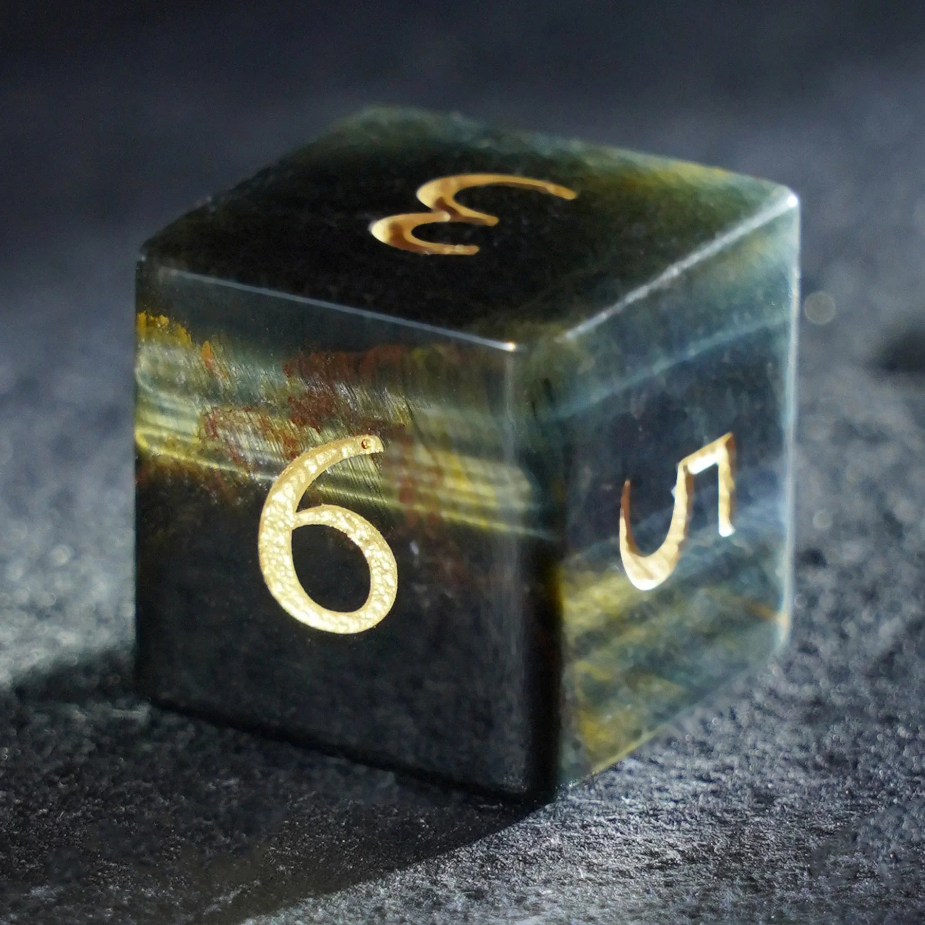 Azure Tiger Eye Gemstone Dice Set