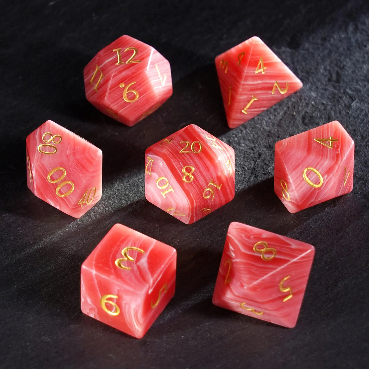 Crimson Tide Red Agate Dice Set
