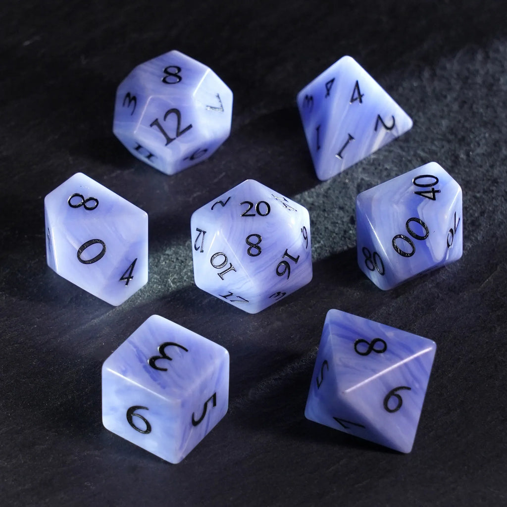 Azure Veil Argentine Blue Lace Agate Dice Set
