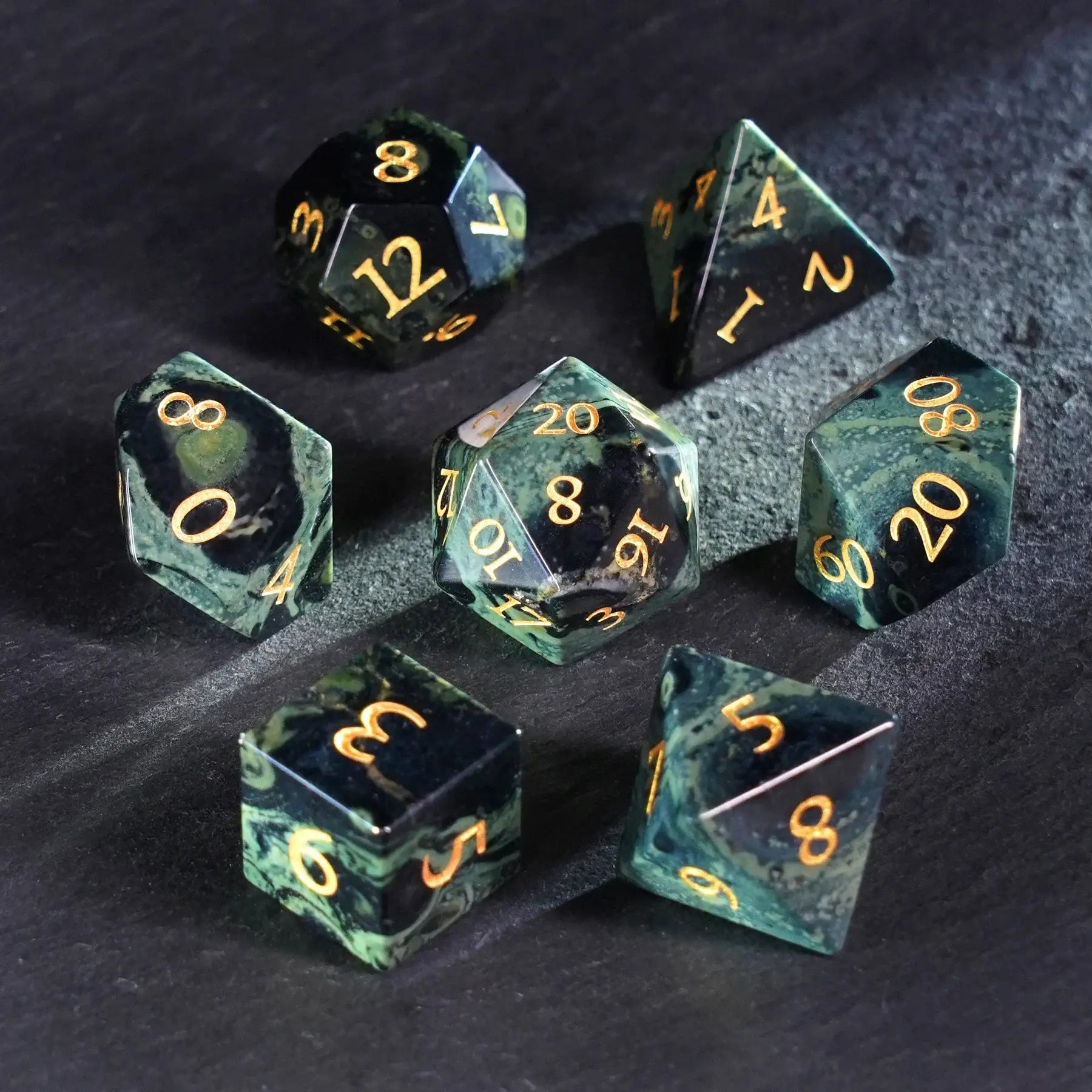 Verdant Phantom Jasper Dice Set